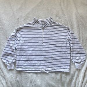 Old Navy Quarter Zip Sweater Black and White Striped Women Medium